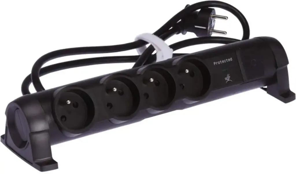 RALLONGE MULTIPRISE ROTATIF AVEC PARAF 1,5M 4X2P+T 230V 3500W 16A NOIRE LEGRAND
