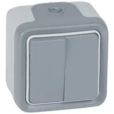 [SKU481] PLEXO INTERRUPTEUR VA-ET-VIENT - 10A - 250V - IP55 - APPARENT - GRIS