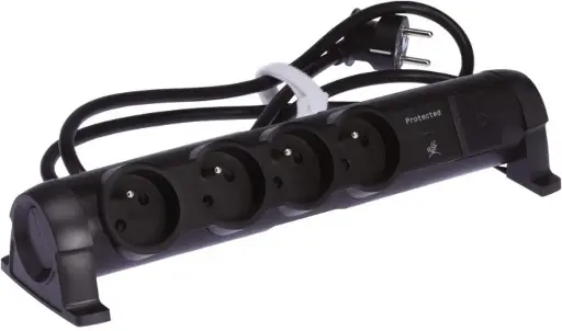 [SKU124SP] RALLONGE MULTIPRISE ROTATIF AVEC PARAF 1,5M 4X2P+T 230V 3500W 16A NOIRE LEGRAND